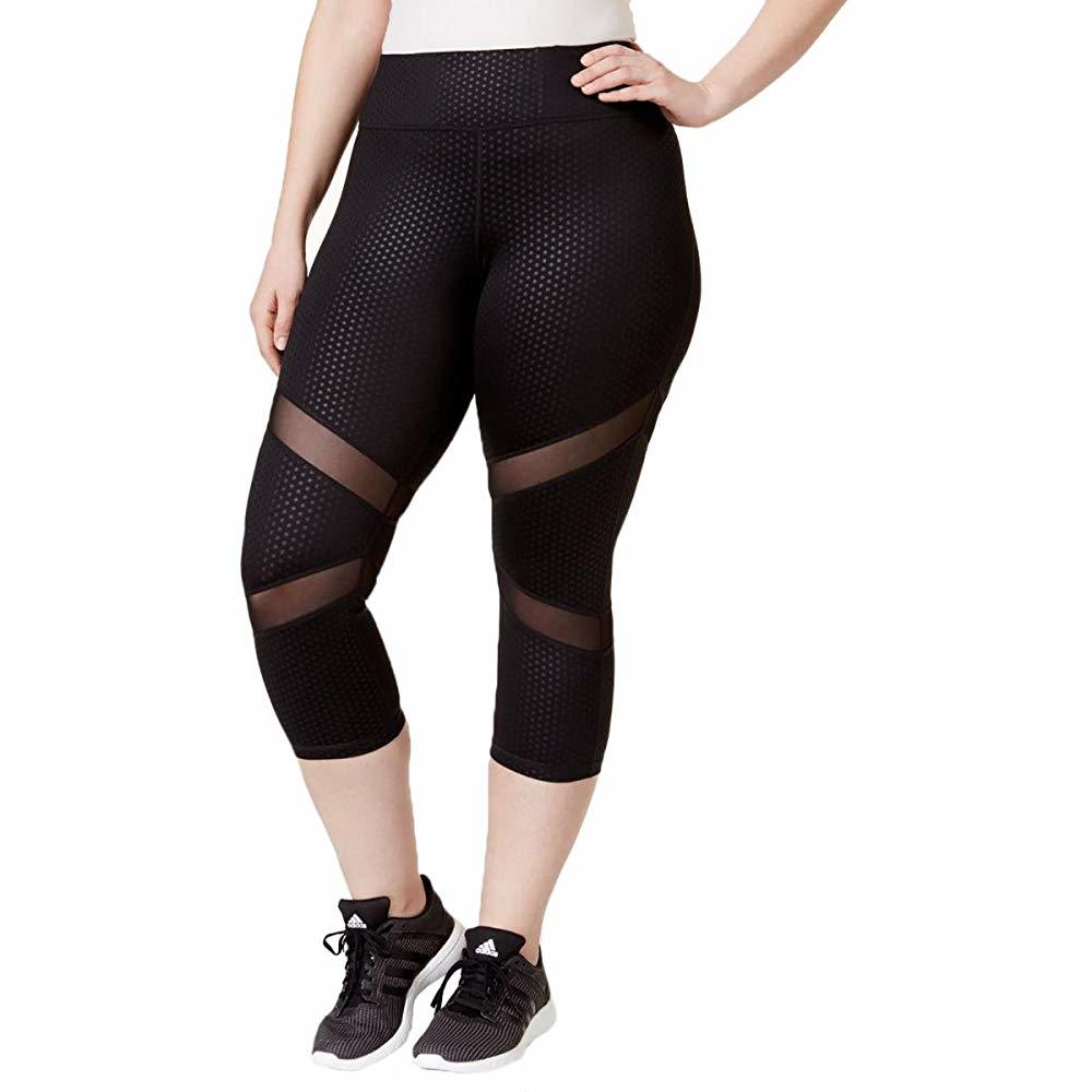Ideology Womens Plus Size Fitness Workout Capri Legging,Embossed Dot,Small